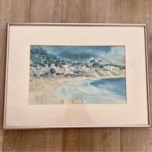 Beach - Watercolor Print‎ By Frank Germaine Signed Framed 14” X 19”